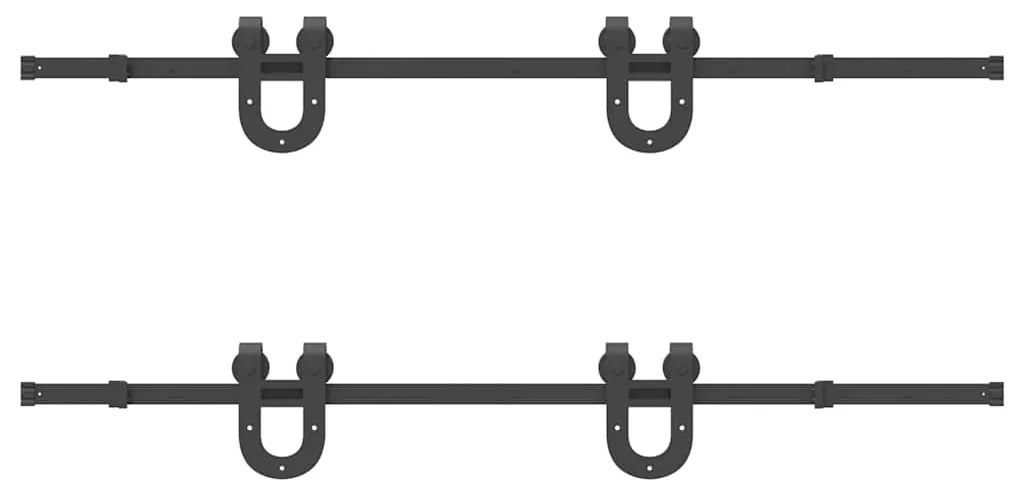 Kit de ferragens para porta deslizante 366 cm aço preto
