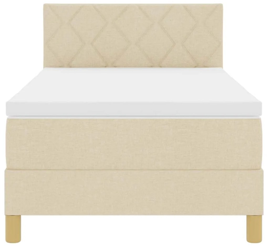 Cama Box com Colchão &amp; LED Creme 100x200 cm Tecido