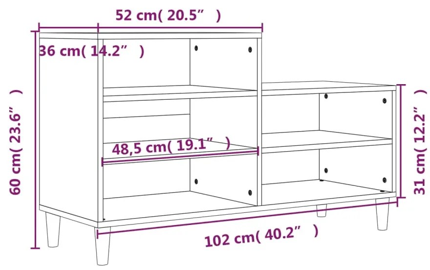 Sapateira Ciara - Com 5 Prateleiras - Cor Cinzento Cimento - 102x36x60