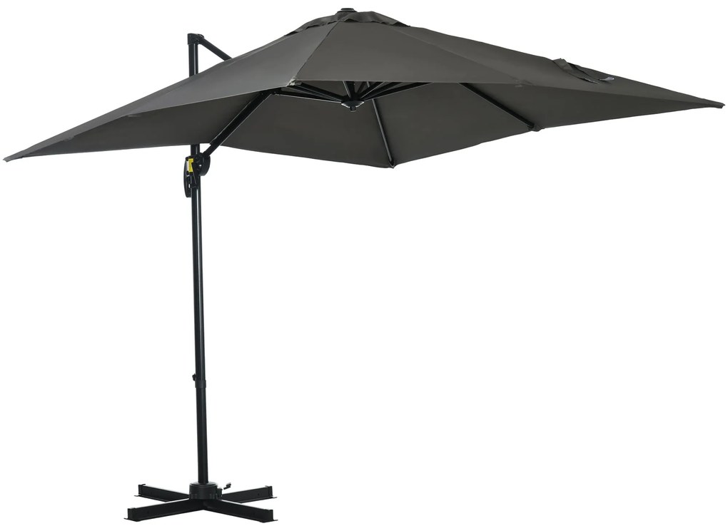 Chapéu de Sol de Jardim 245x245x245 cm Chapéu de Sol Excêntrico com Ro