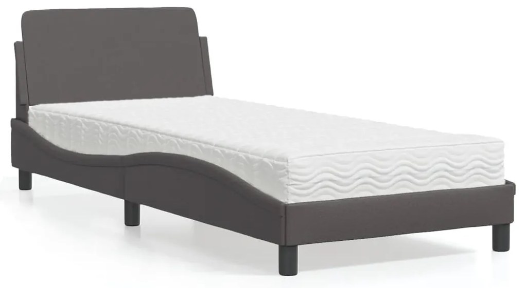 vidaXL Cama com colchão 80x200 cm couro artificial cinzento