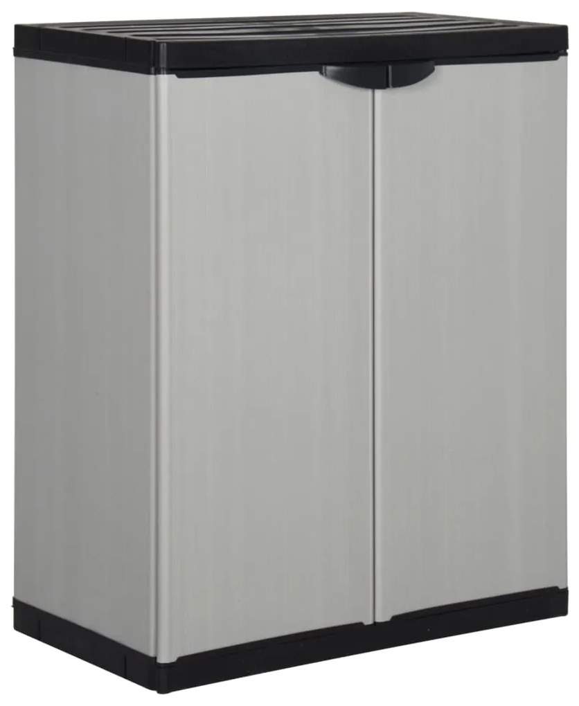 vidaXL Armário arrumação jardim c/ 1 prateleira 68x40x85cm cinza/preto