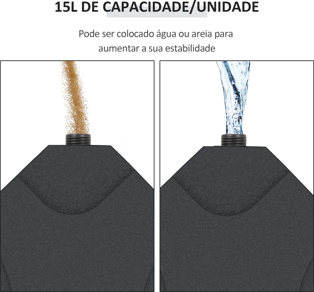 Base para Chapéu de Sol de 4 Peças Suporte para Chapéu de Sol para Jardim Pátio Exterior 50x50x7,5cm Preto