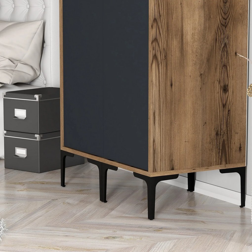 Guarda-roupa Kumsal SS – Nogueira/Antracite – 80x47,5x201,4 cm