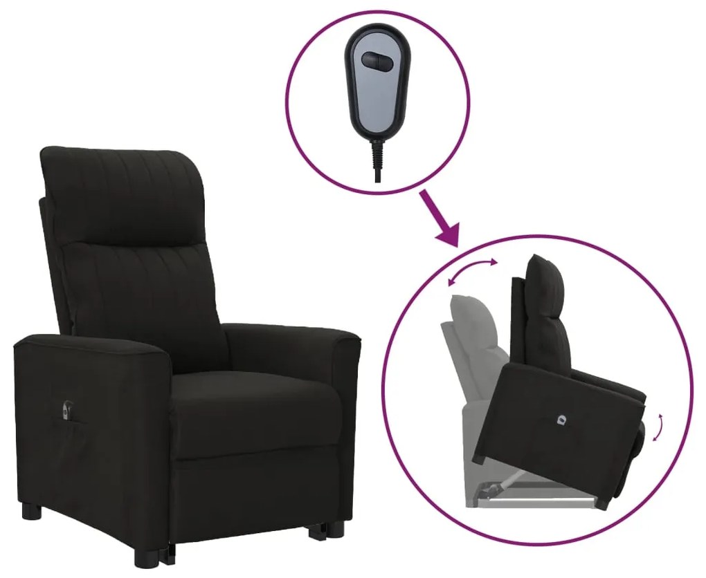 vidaXL Poltrona elevatória tecido preto