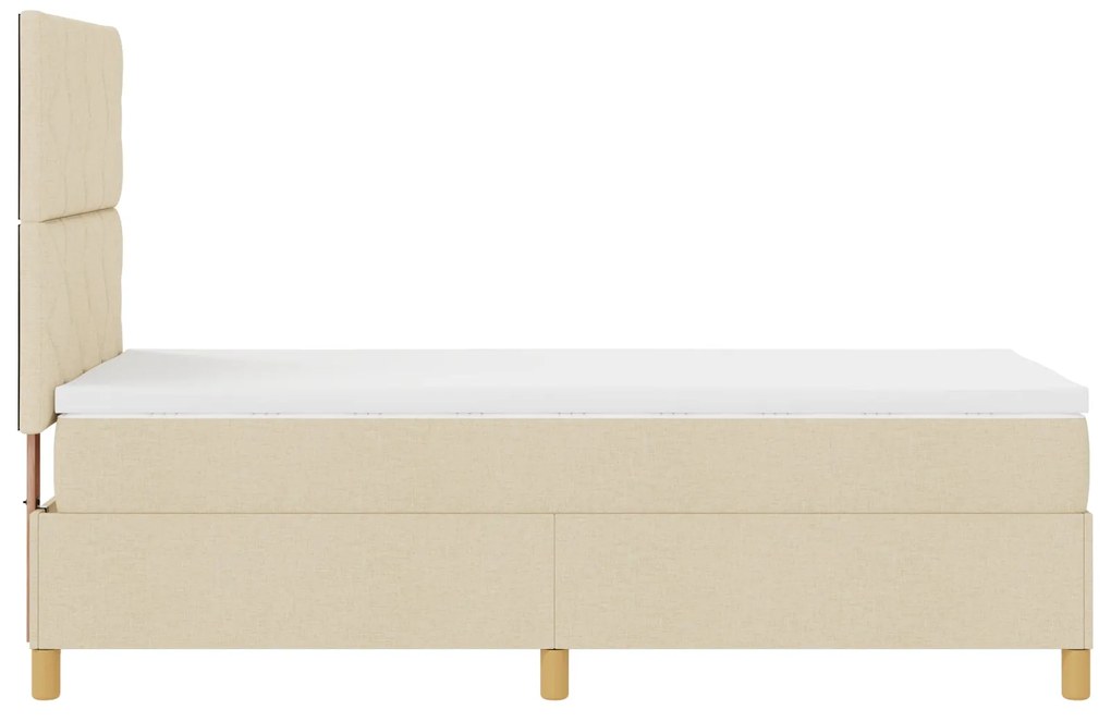 Cama Box Spring com Colchão &amp; LED Creme 90x190 cm Tecido