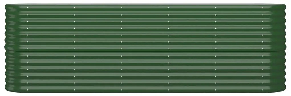 Canteiro elevado jardim 224x40x68 cm aço revestido a pó verde