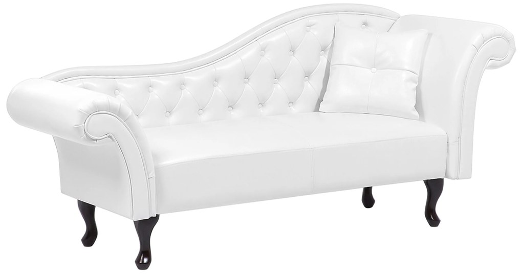 Chaise-longue em pele sintética branca com apoio à direita LATTES Beliani
