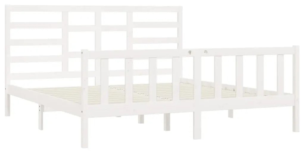 Estrutura de cama super king pinho maciço 180x200 cm branco