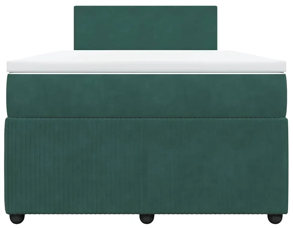 Cama boxspring com colchão 120x200 cm veludo verde-escuro