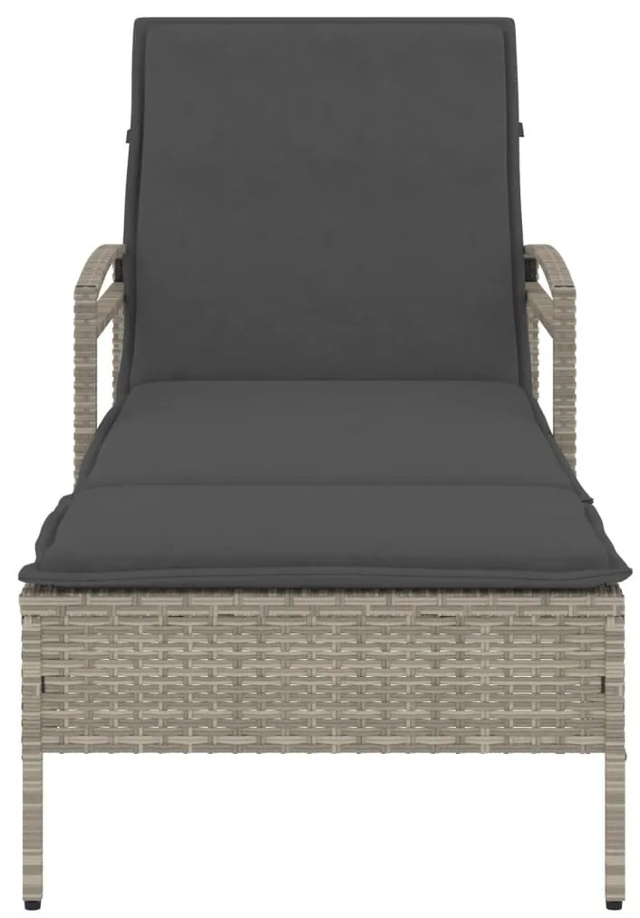 Espreguiçadeira com almofadão 63x200x81 cm vime PE cinza-claro