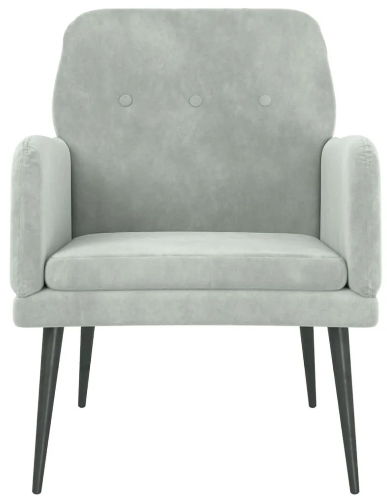 Cadeira c/ apoio de braços 62x79x79 veludo cinzento-claro