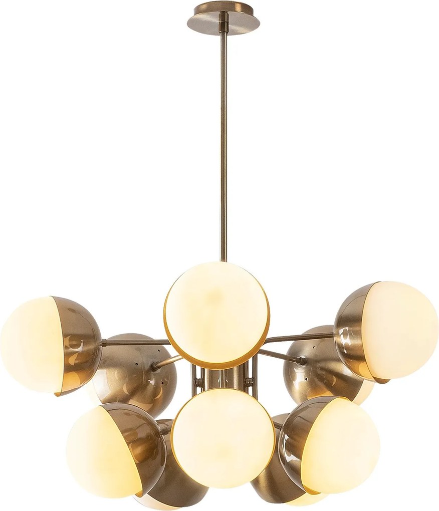 Candeeiro de Teto Karsor – Dourado e Branco – 68 x 68 cm