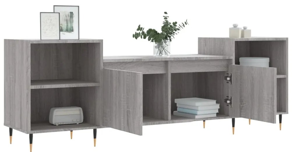 Móvel de TV 160x35x55 cm derivados de madeira cinzento sonoma