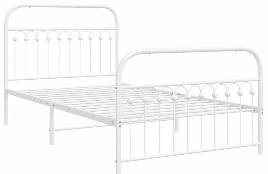 Estrutura de cama com cabeceira e pés 107x203 cm metal branco