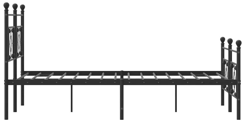 Estrutura de cama com cabeceira e pés 150x200 cm metal preto