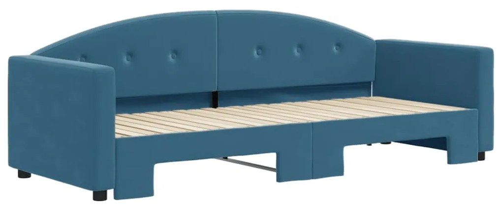Sofá-cama com gavetão 80x200 cm veludo azul