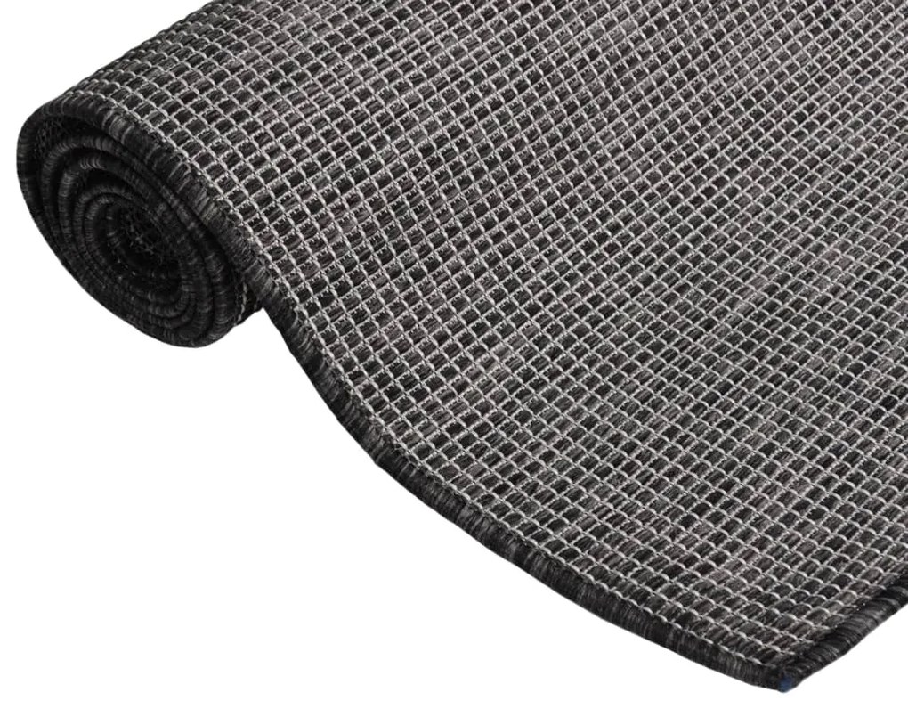 Tapete de tecido plano para exterior 80x250 cm cinzento