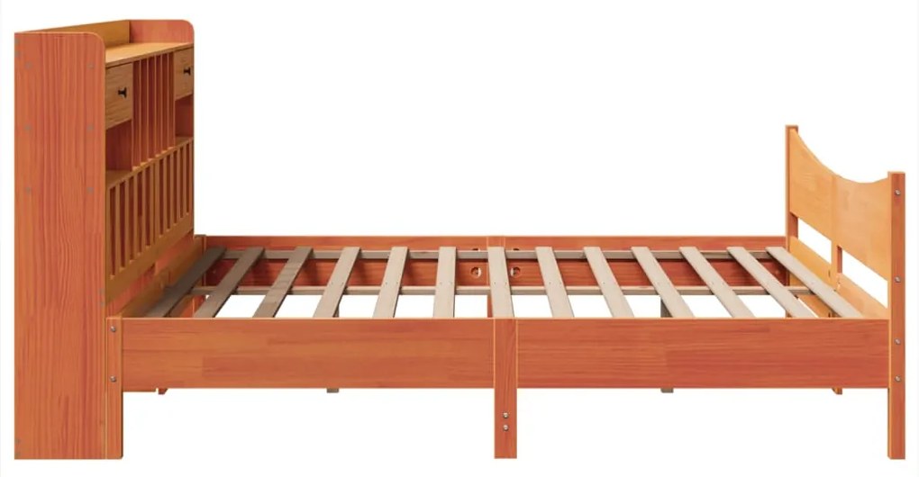 Cama sem colchão 200x200 cm pinho maciço castanho-mel