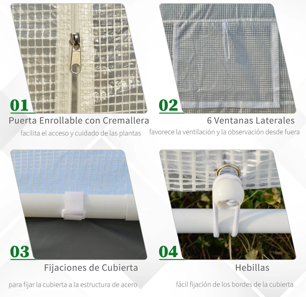 Estufa Jardim com 2 portas e 6 janelas enrolaveis 600x300x280 cm Branc