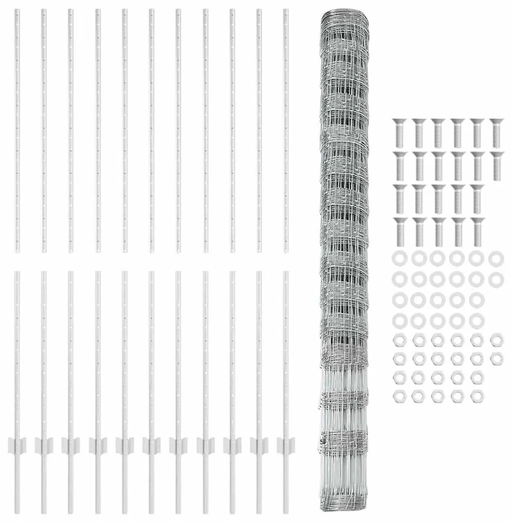 Postes de Cerca 22 pcs U-Channel 160 cm Aço Galvanizado
