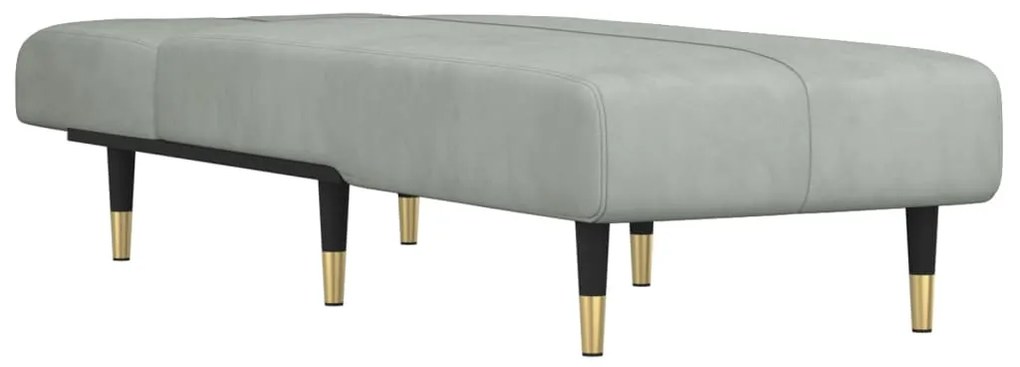 Chaise longue veludo cinzento-claro