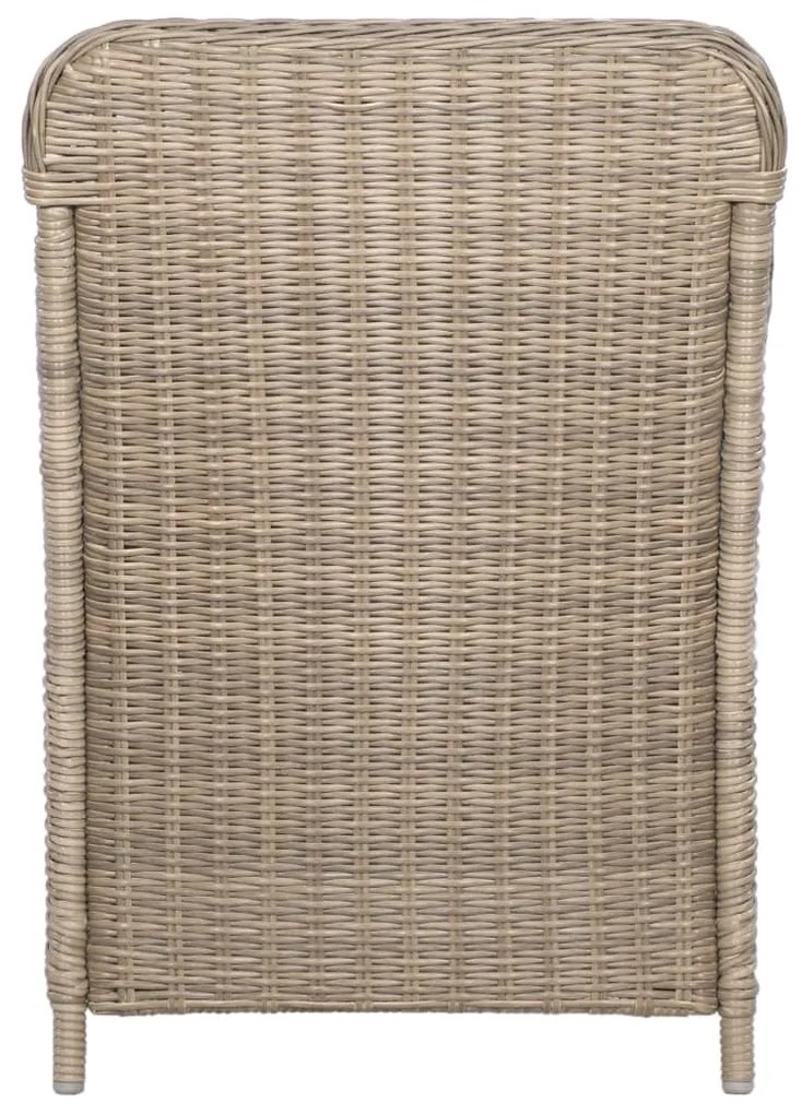 Cadeiras de exterior c/ almofadões 2 pcs vime PE castanho