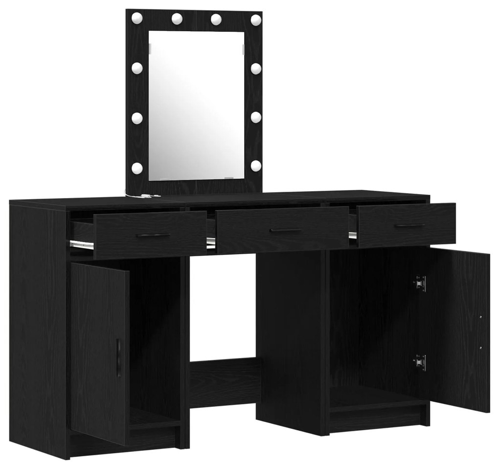 Conjunto de Maquiagem de 3 Peças vidaXL com LED em Madeira de Engenhar