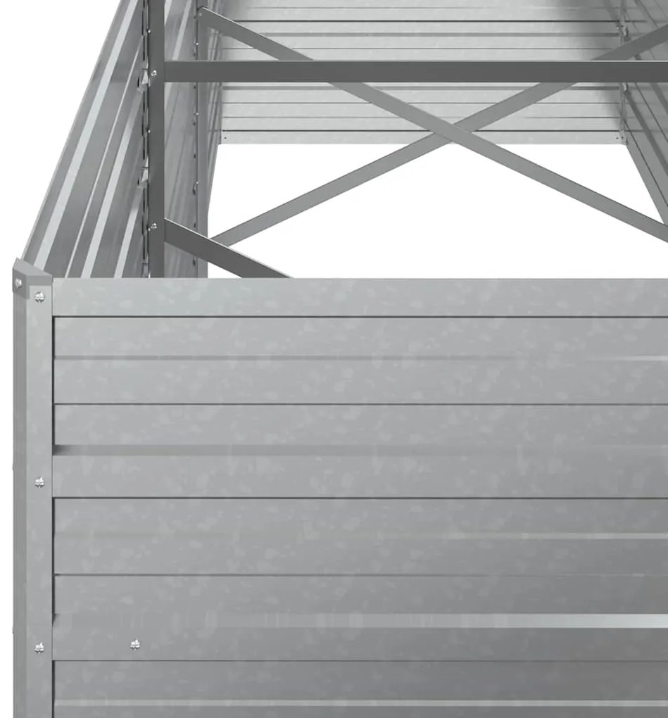Canteiro elevado de jardim 240x80x77cm aço galvanizado prateado