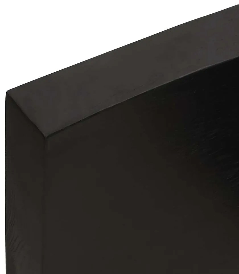 Tampo de mesa com bordas vivas maciço tratado castanho-escuro