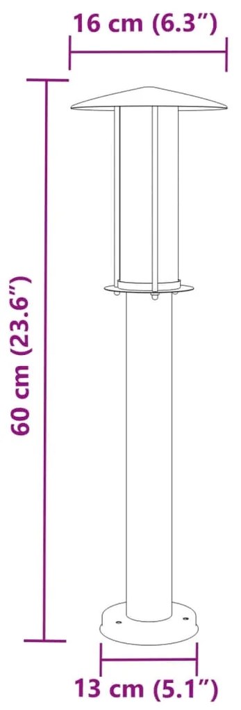 Candeeiro de chão para exterior 60 cm aço inoxidável prateado