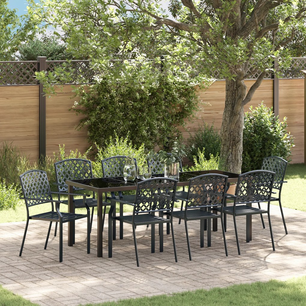 vidaXL Conjunto de Jantar de Jardim de 9 Peças em Aço Antracite