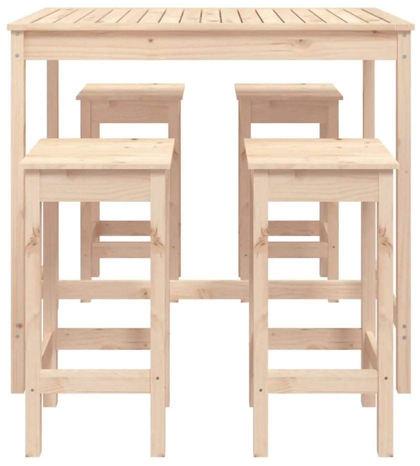 5 pcs conjunto de bar para jardim pinho maciço