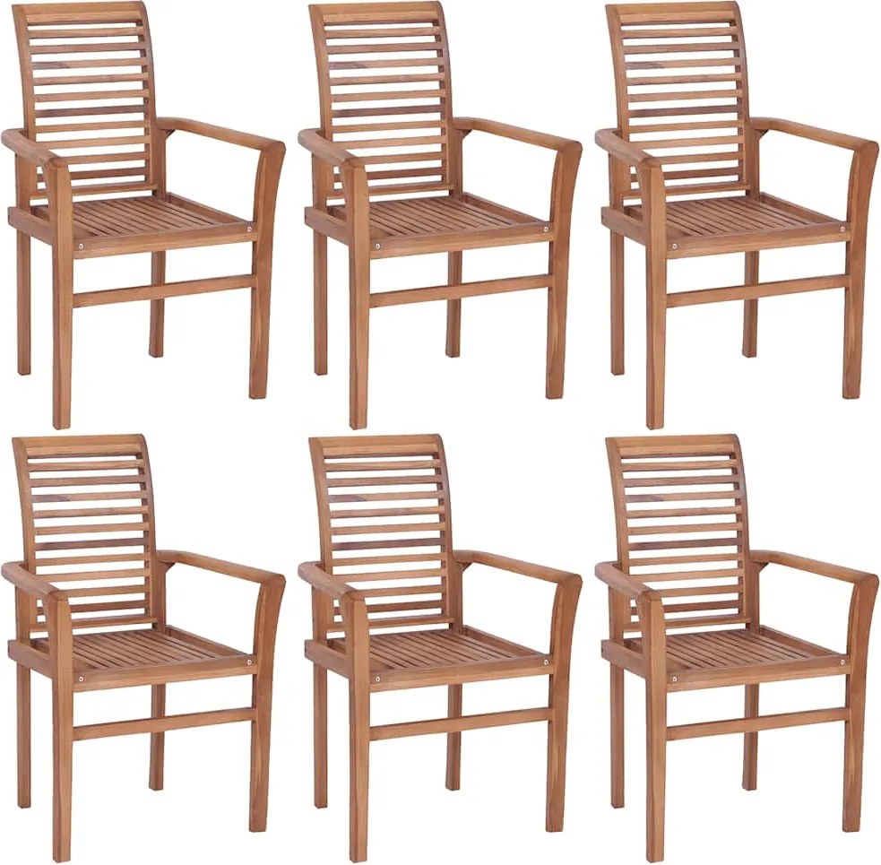vidaXL Cadeiras de jantar empilháveis 6 pcs madeira de teca maciça