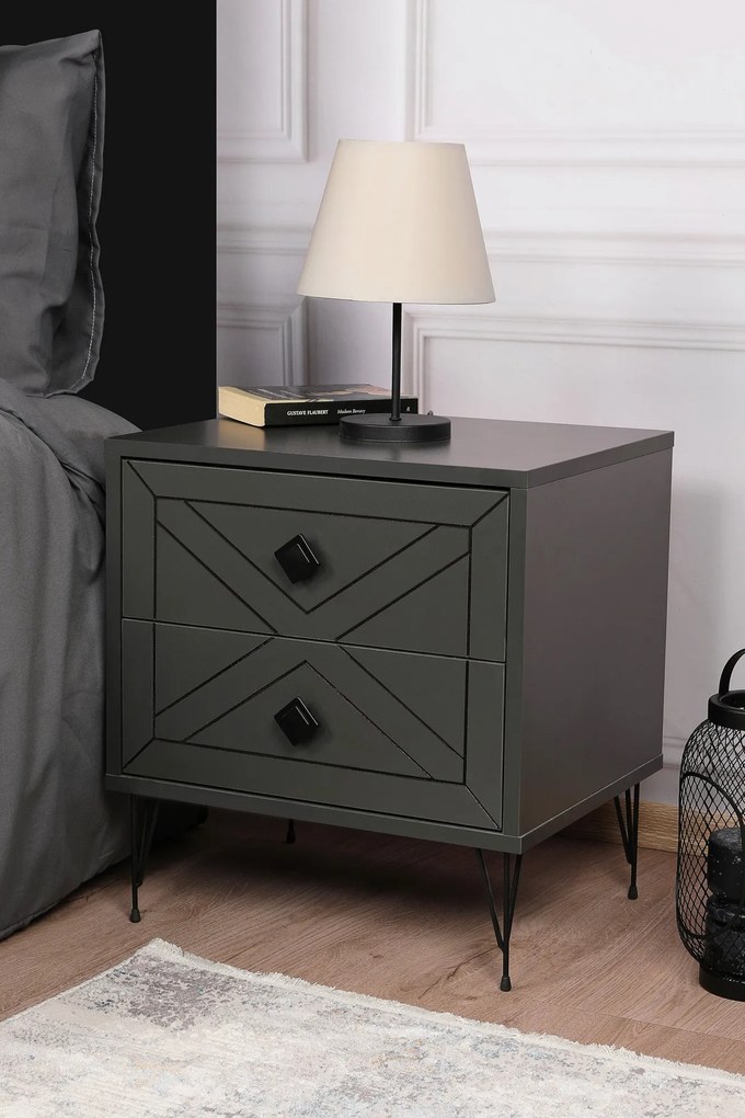 Mesa de Cabeceira Luna – Antracite – 50x55x40 cm