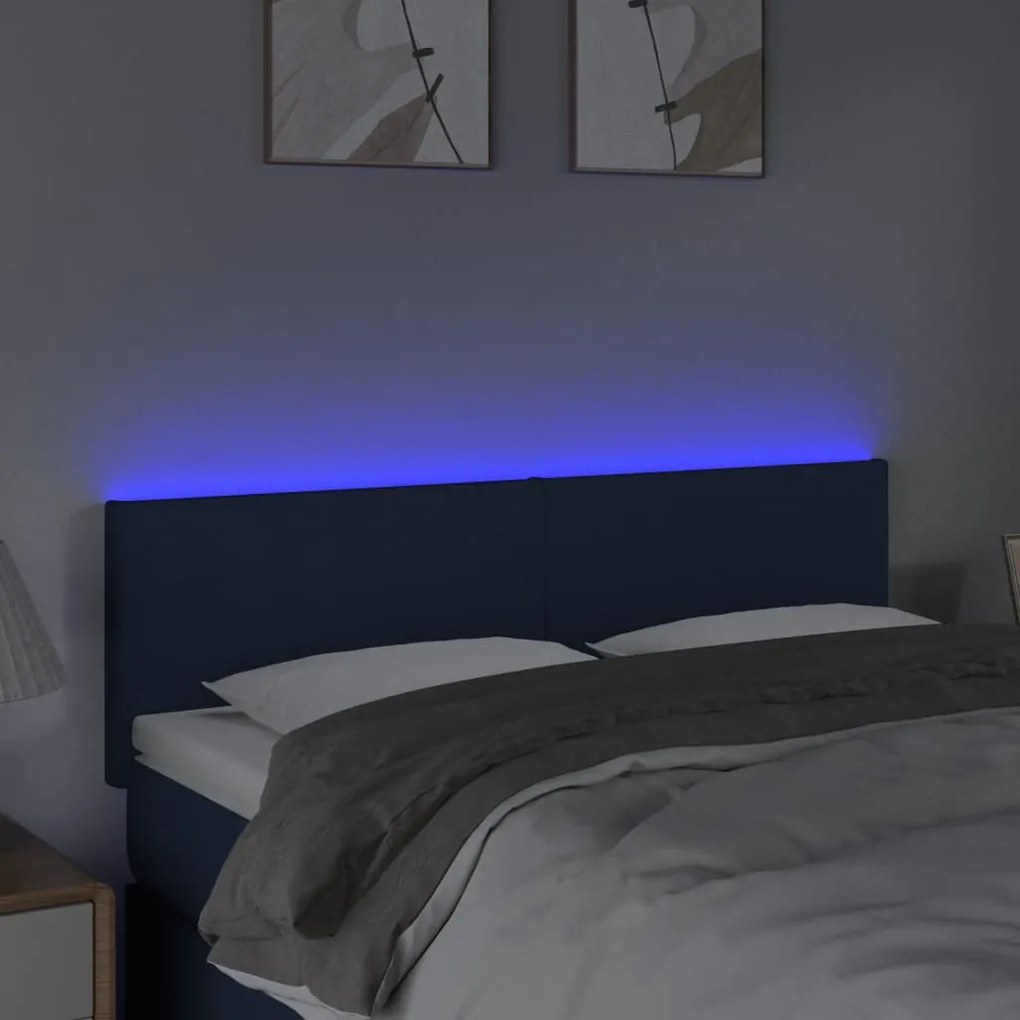 Cabeceira de cama c/ luzes LED tecido 144x5x78/88 cm cor creme