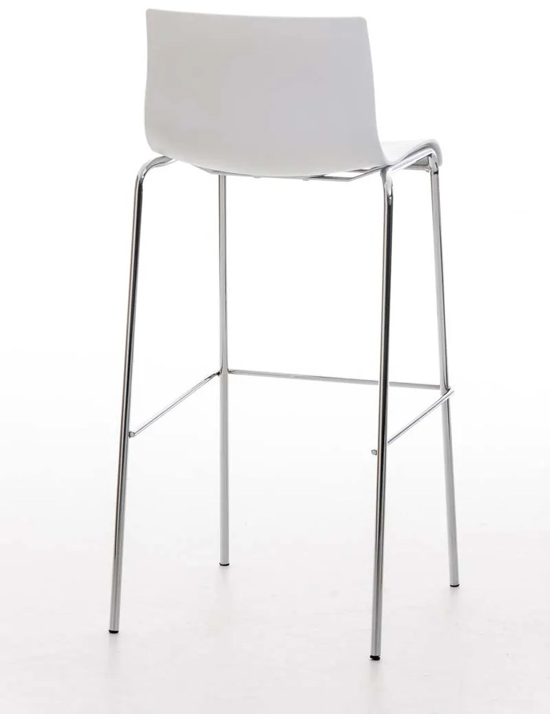 Banco de bar Hoover em plástico e com estrutura cromada 43 x 100 x 48 cm Branco