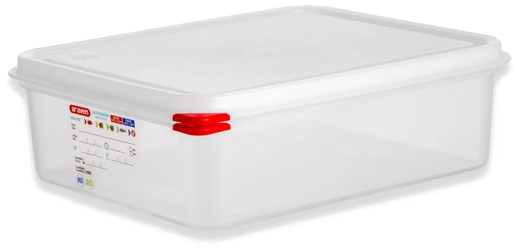 Caixa Hermética Polipropileno Tampa Branca Gn1/2 6500ml 32.5X26.5X10cm