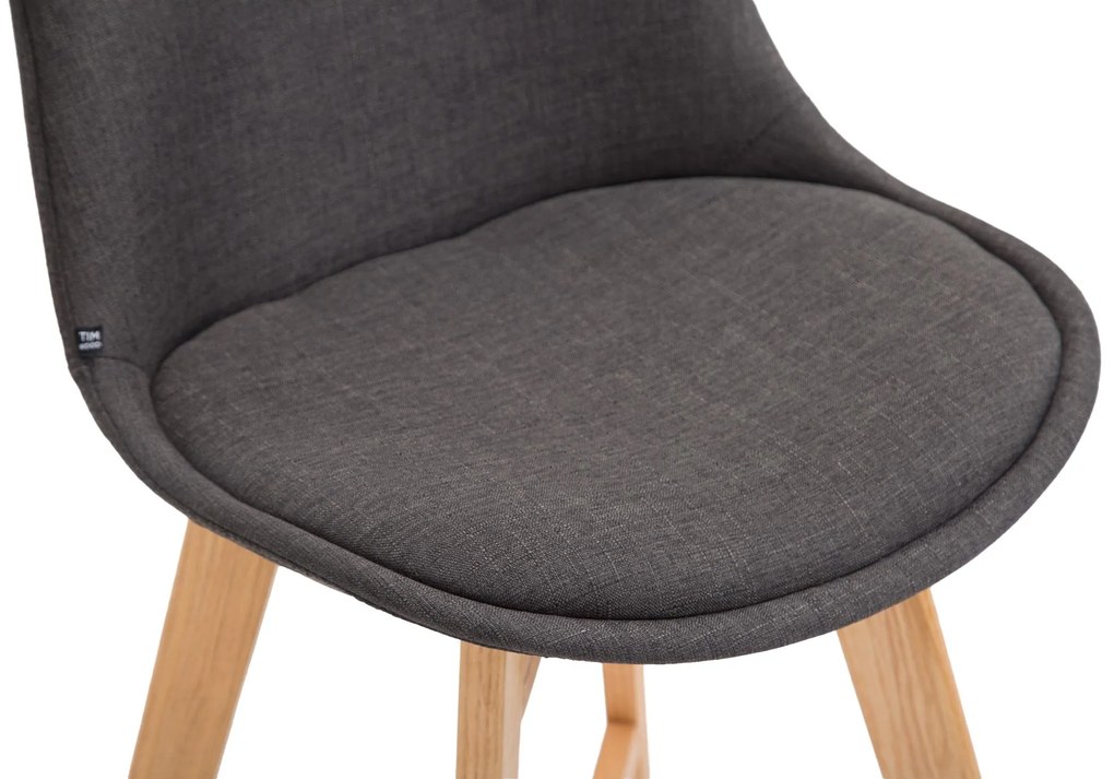 Banco de bar Cannes em tecido e com estrutura de Cor Natural 48 x 112 x 56 cm Cinzento escuro