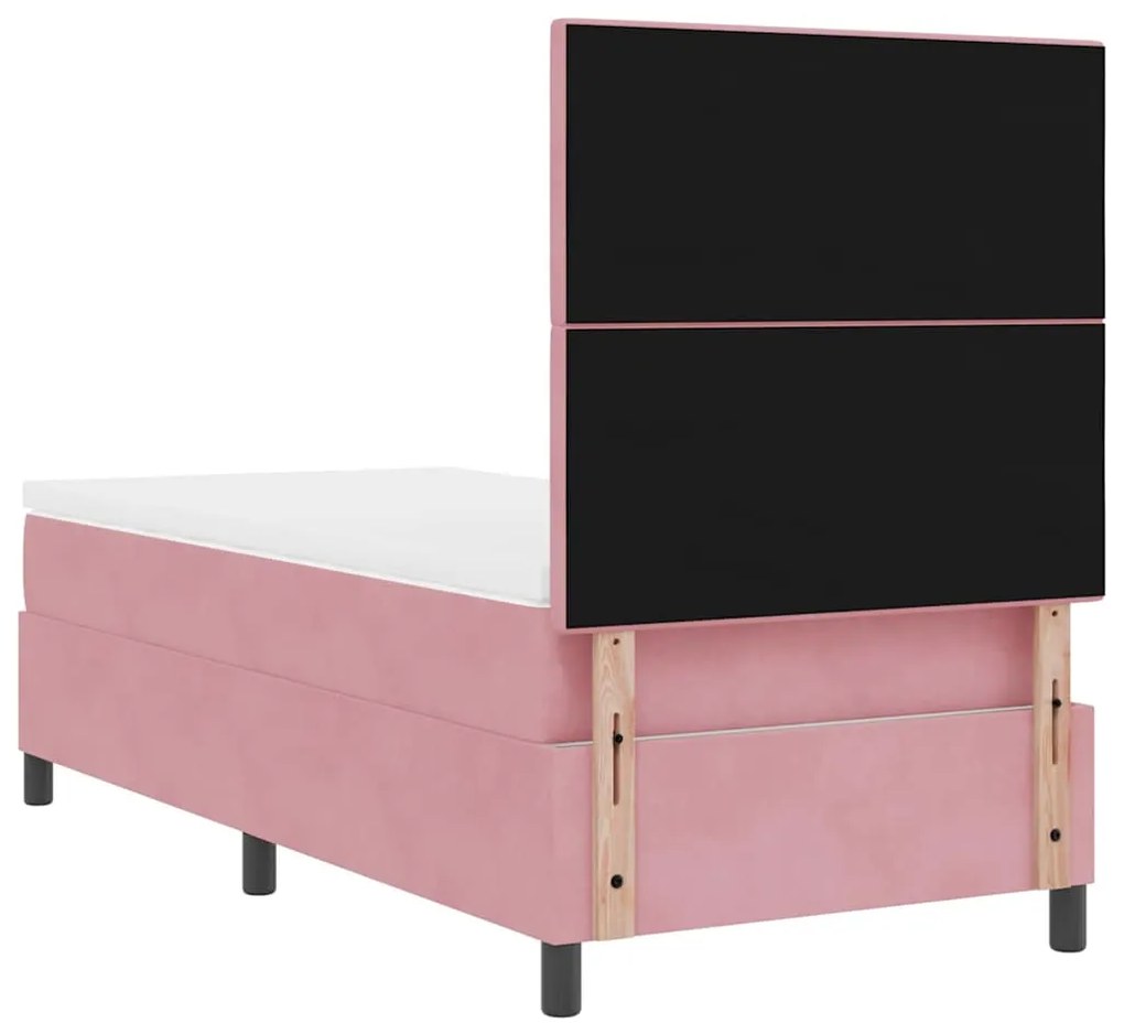 Cama Box com Colchão rosa de Veludo