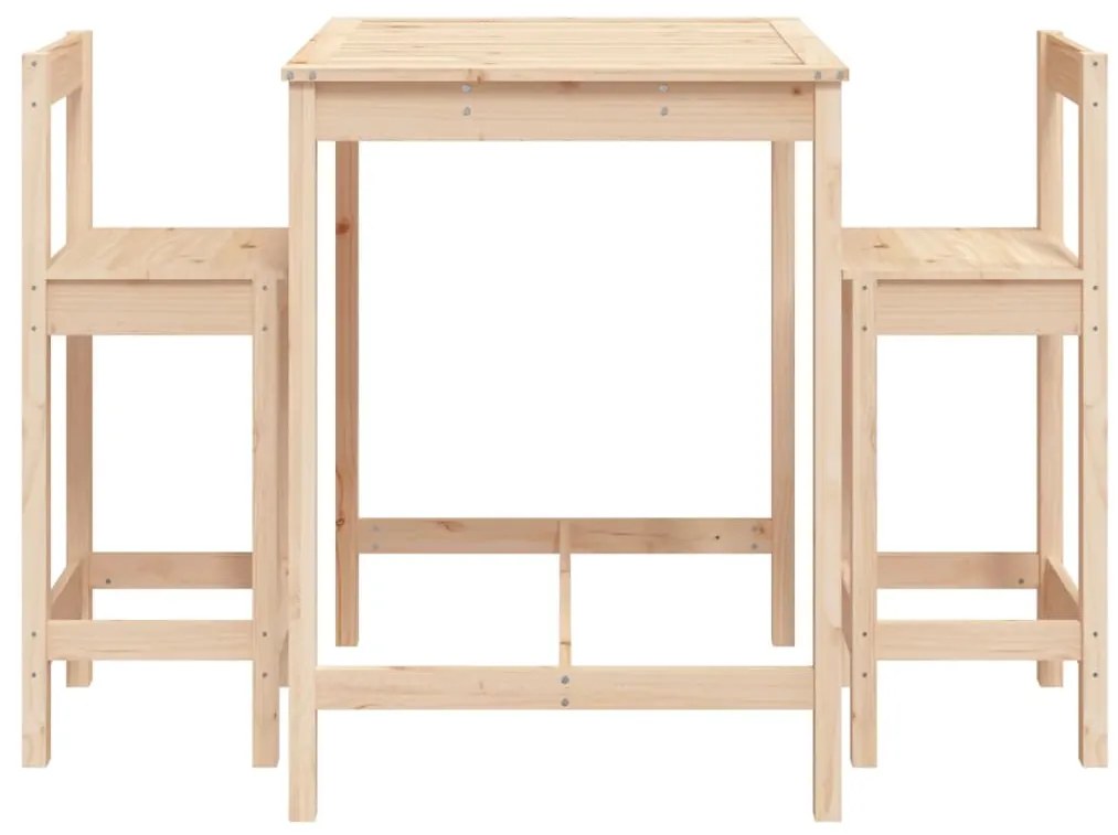 3 pcs conjunto de bar para jardim madeira de pinho maciça