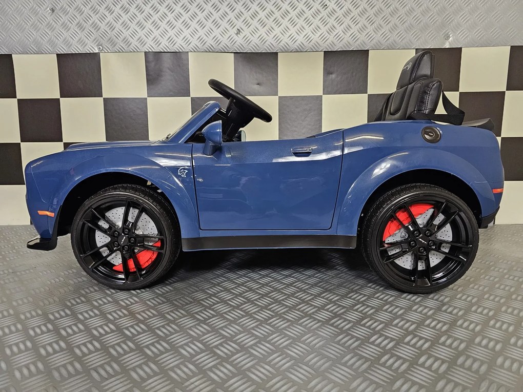 Carro elétrico para crianças DODGE SRT 12 Pneus Borracha, Assento pele, Luzes AZUL