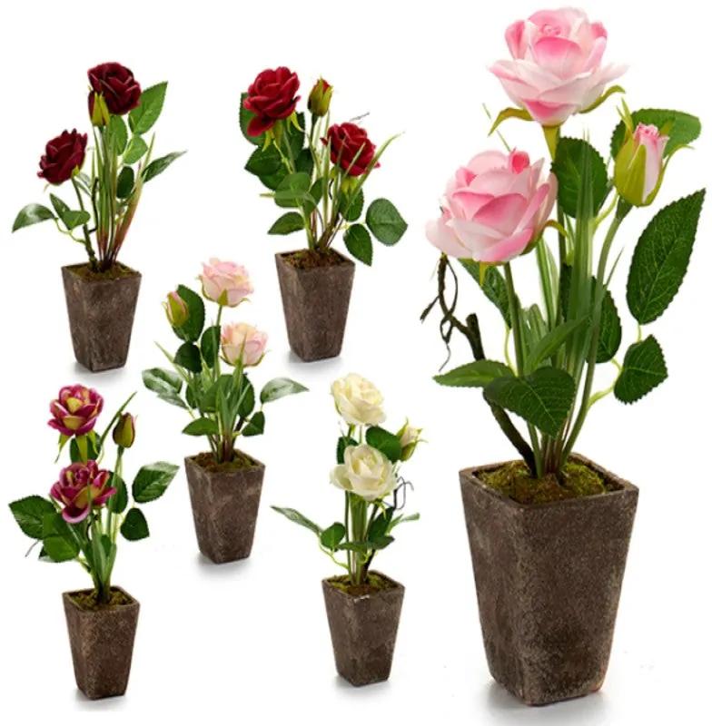 Planta Decorativa Cor de Rosa Cinzento Plástico (11 x 25 x 11 cm)