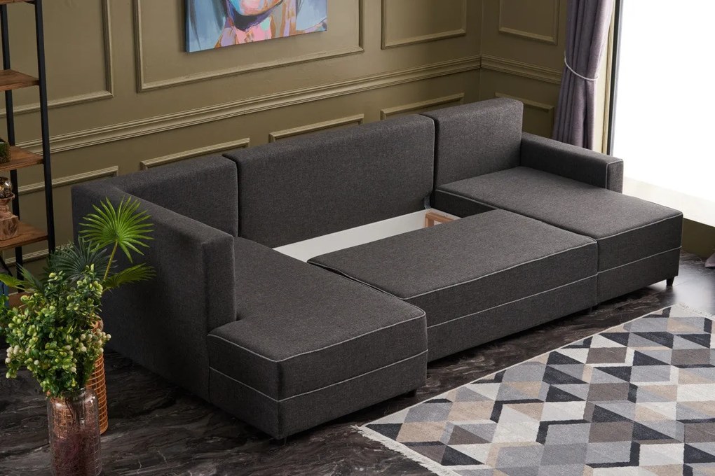 Sofá-Cama de Canto Ece – Antracite – 315 cm x 88 cm x 160 cm