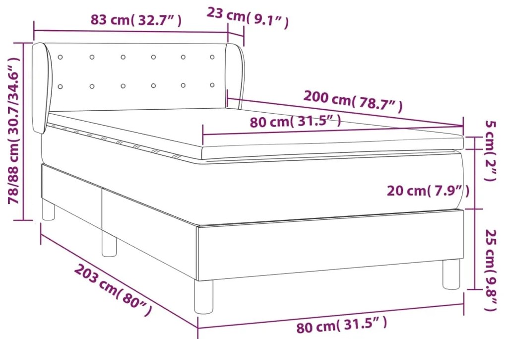 Cama com molas/colchão 80x200 cm couro artificial branco