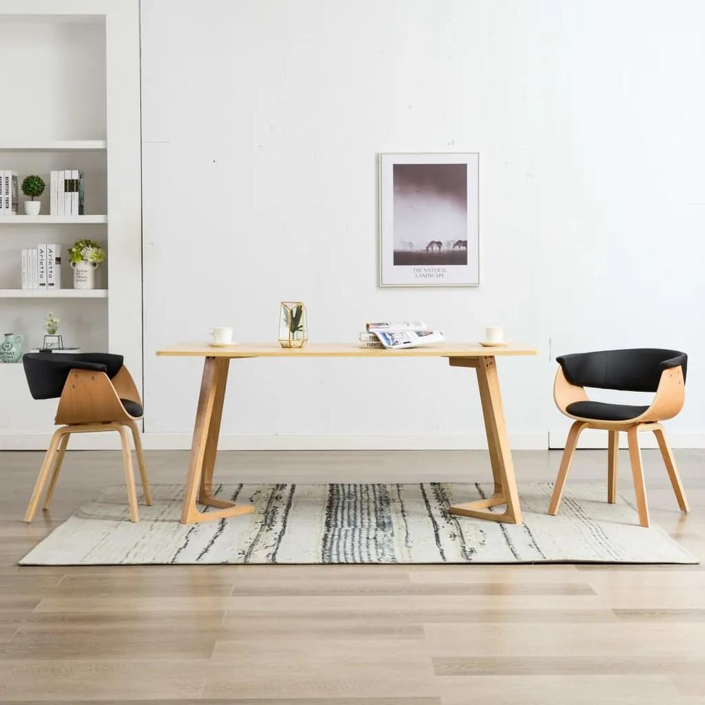 Cadeiras jantar 2 pcs madeira curvada e couro artificial preto