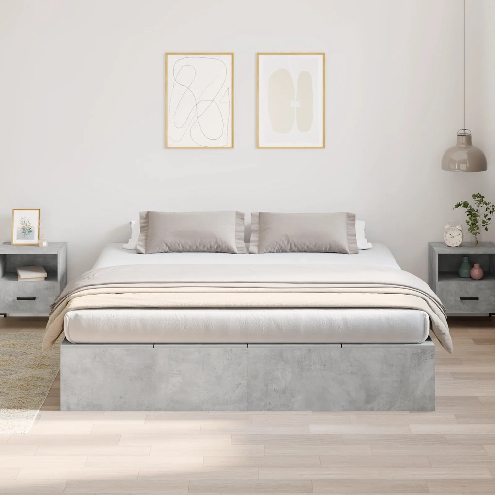 Cama com Arrumação vidaXL Cinza Concreto 180x200 cm