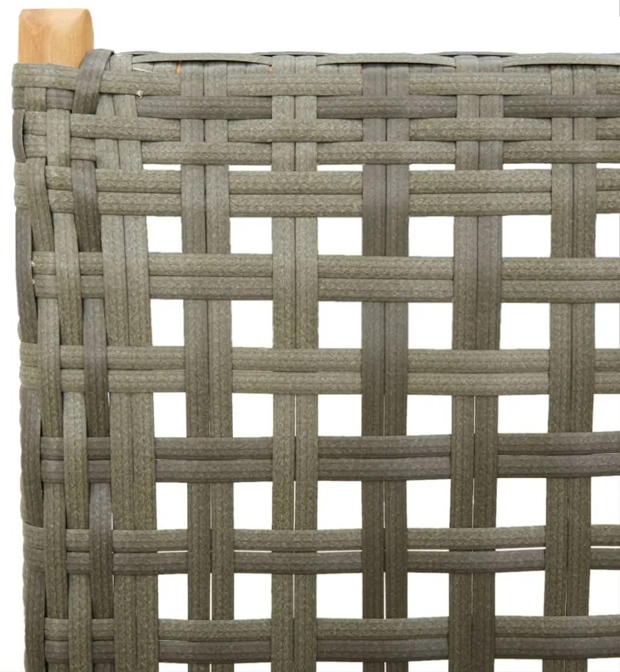 7pcs conjunto de jantar p/ jardim vime PE/ madeira maciça cinza