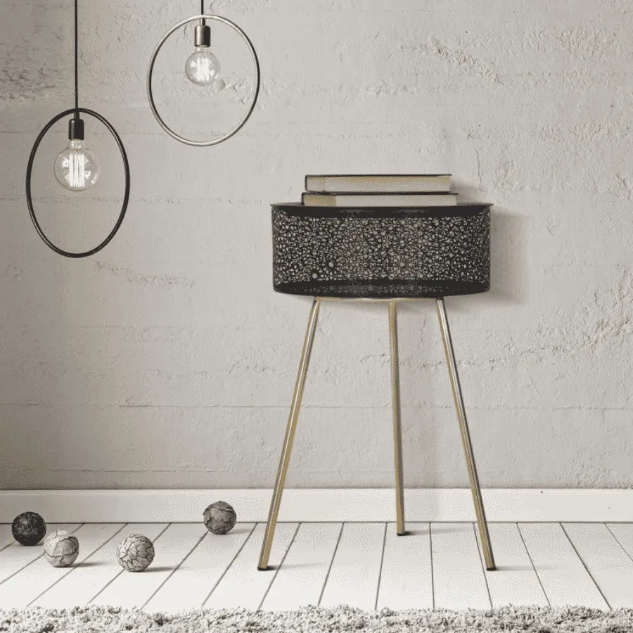 MESA DE CENTRO Ø 40X65 CM DOURADA E PRETA