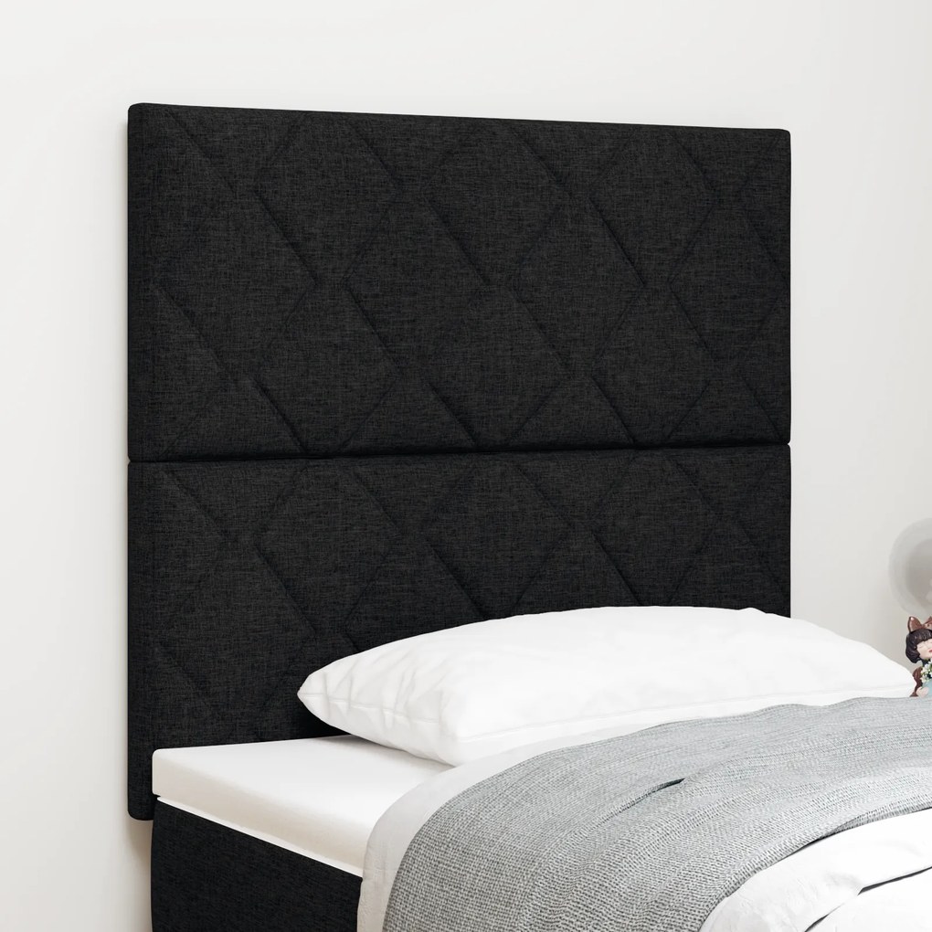 Cabeceira LED vidaXL Design de Blocos de Diamante Preto 90 cm Tecido